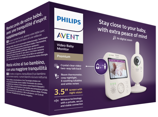 Philips Avent Premium Видео бебефон с 3,5" цветен екран и нощно виждане SCD891/26