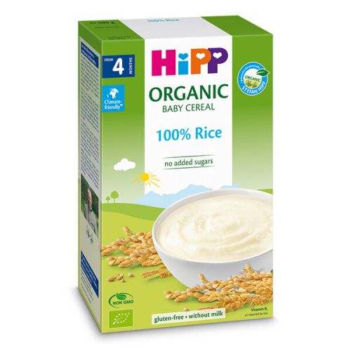 Безмлечна био 100% оризова каша HiPP - 4+ месеца, 200 гр.