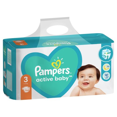 Бебешки пелени Pampers Active Baby 3, 6-10 кг. 104 броя