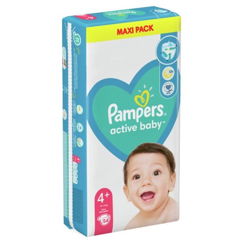 Бебешки пелени Pampers Active Baby 4+, 10-15 кг. 54 броя