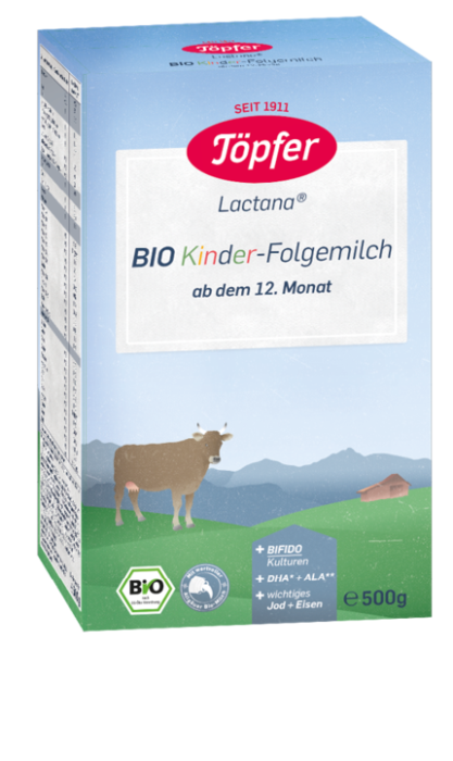 Töpfer Lactana Bio Kinder - Mляко за малки деца DHA и ALA 12+ месеца, 500 гр.