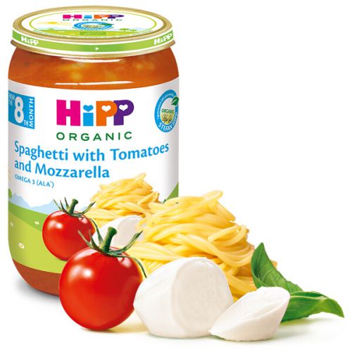 Пюре Био спагети с домати и моцарела HiPP - 8+ месеца, 220 гр.