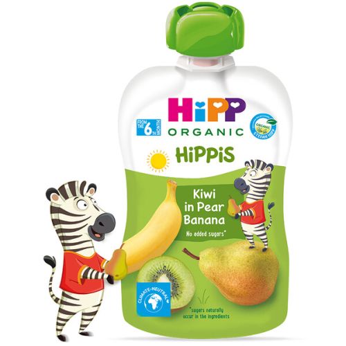 Плодова закуска HiPPiS Био круша, банан и киви HiPP - 6+ месеца, 100 гр.