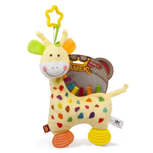 Мека бебешка играчка жирафче с цветни ресни, АМЕК