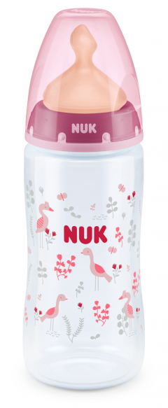NUK First Choice+ пластмасово шише 300 мл. с биберон каучук 0-6 месеца, размер М 