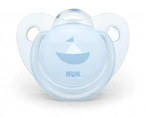 NUK биберон залъгалка каучук 0-6 месеца Blue boat + кутийка