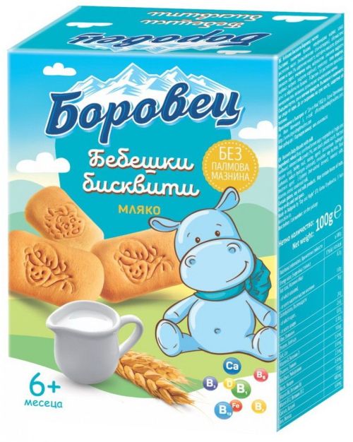 Бебешки бисквити с мляко Боровец - 6+ месеца, 100 гр.