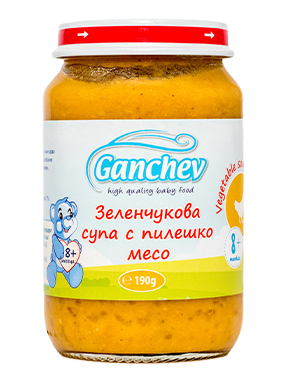 Пюре зеленчукова супа с пилешко месо Ганчев - 8+ месеца, 220гр.