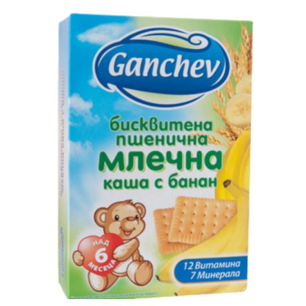 Бисквитена пшенична млечна каша с банан Ганчев - 6+ месеца, 200 гр.