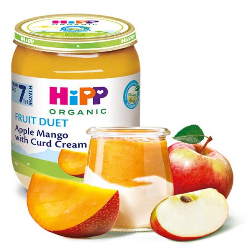 Пюре Био ябълка и манго с извара HiPP- 7+ месеца, 160 гр.