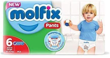 Бебешки пелени Molfix Pants 6, 15+ кг., 38 бр. + подарък мокри кърпи.