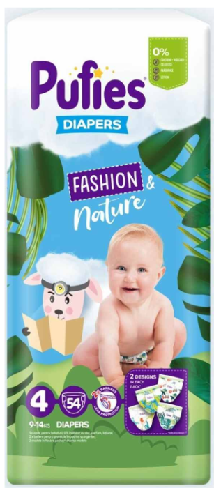 Бебешки пелени Pufies Fashion & Nature 4,  9-14 кг. 54 броя