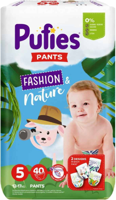 Пелени гащи Pufies Pants Fashion & Nature 5, 12-17 кг. 40 броя