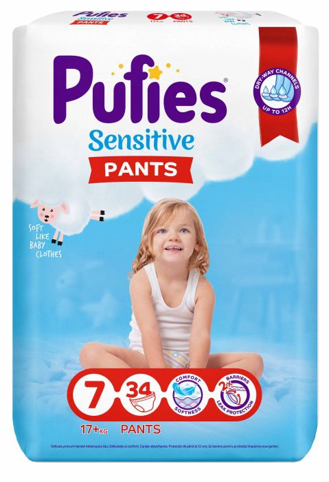 Пелени гащи Pufies Pants Sensitive 7, 17+ кг. 34 броя
