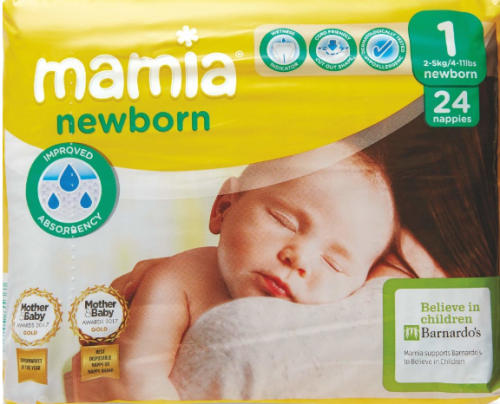 Бебешки пелени Mamia Newborn 1, 2-5кг., 24 броя.