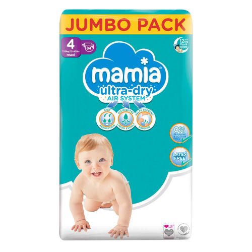 Бебешки пелени Mamia Ultra-Dry Air System 4, 7-18 кг., 84 броя.