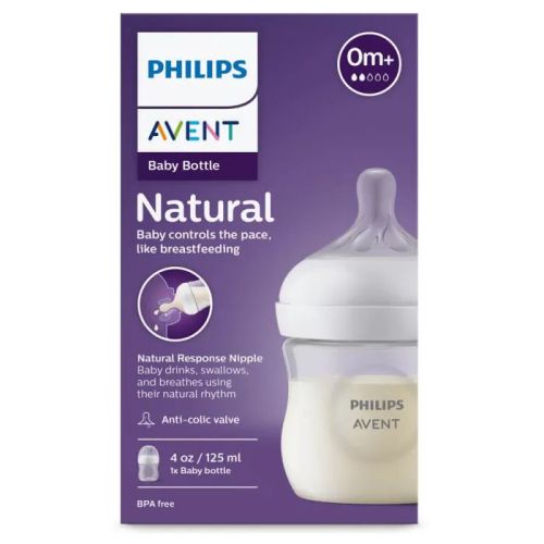 Бебешка бутилка Natural Response с биберон 125 мл. 0+ месеца Philips Avent