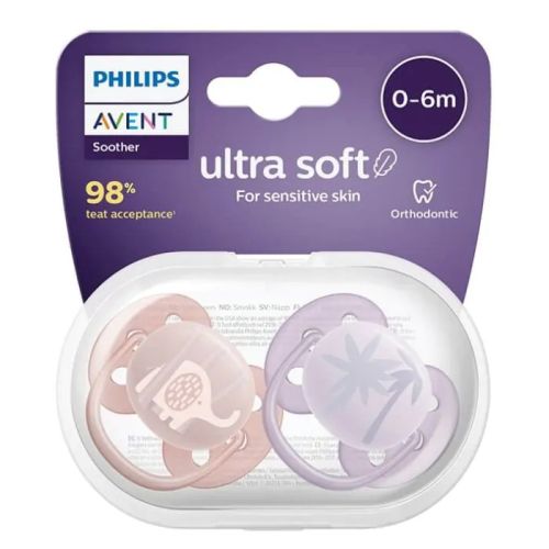 Philips Avent Ultra Soft Ортодонтична залъгалка с кутийка 0-6М слонче 2 бр.