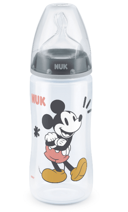 NUK First Choice РР Шише Temperature control силиконов биберон 6-18 месеца, 300мл. Mickey Mouse