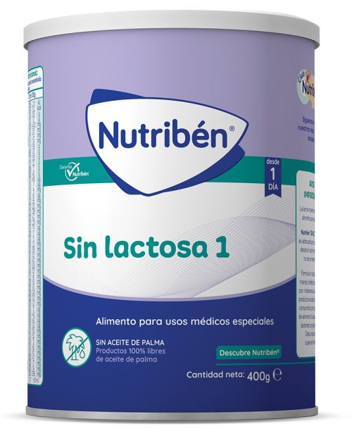 Nutribén SIN LACTOSA 1 от момента на раждането - храна за специални медицински цели при непоносимост към лактоза, 400 гр.
