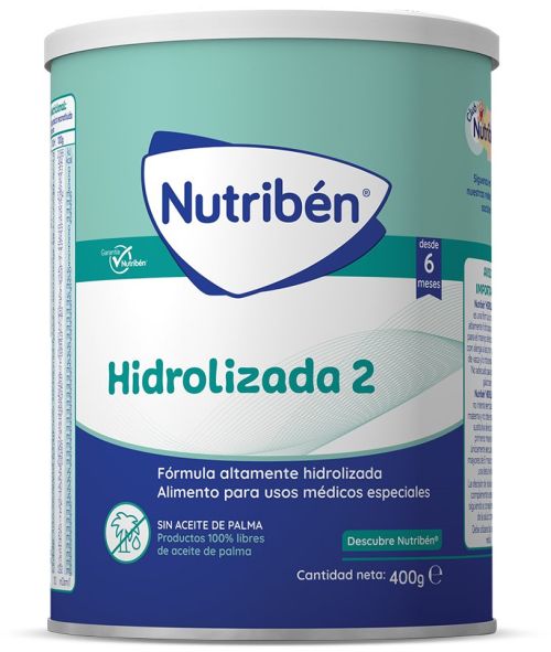Nutribén Hidrolizada 2 след 6-тия месец - храна за специални медицински цели при непоносимост към краве мляко, 400 гр.