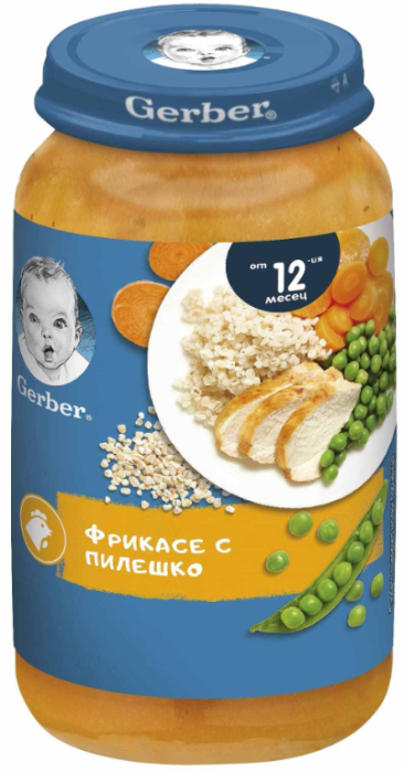 Пюре фрикасе с пилешко Nestlé GERBER Junior - 12+ месецa, 250 гр.