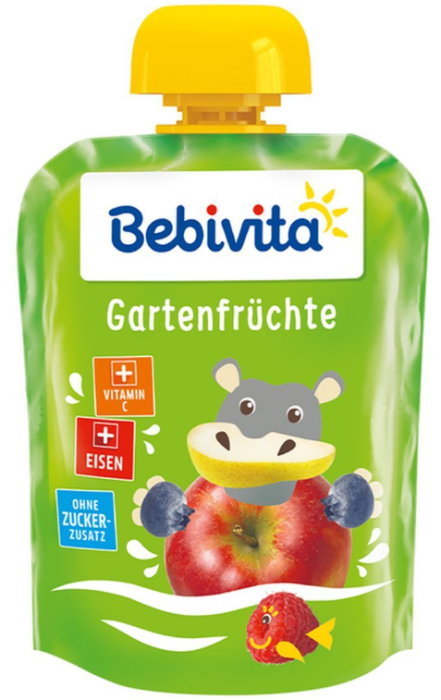 Плодова закуска градински плодове Bebivita - 12+ месеца, 90гр.