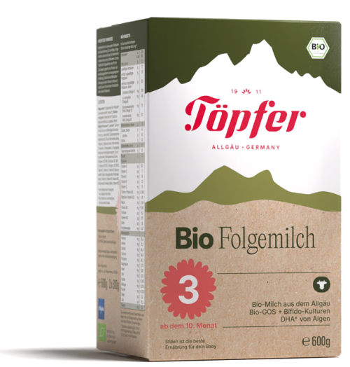 Töpfer Lactana Bio 3 - Преходно мляко (+BIFIDO +DHA +ALA) 10+ месеца, 600 гр.