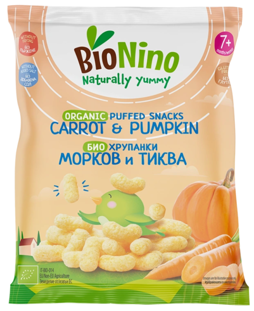 Био снакс морков и тиква BioNino - 7+ месеца, 15 гр.