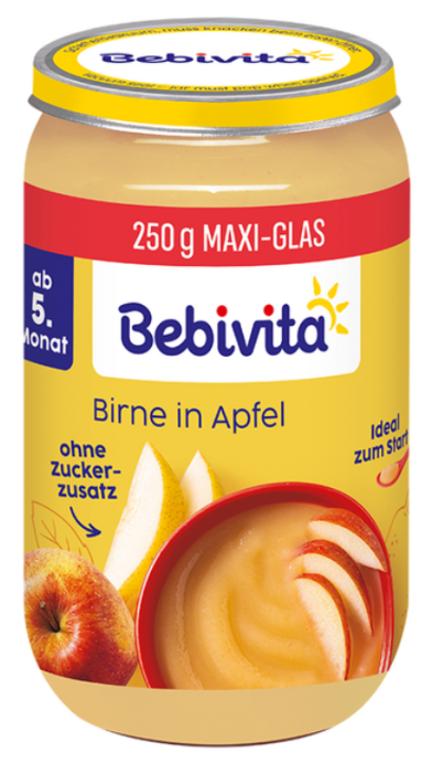 Пюре Био круши Уилиамс Крист и ябълка Bebivita - 5+ месеца, 250 гр.