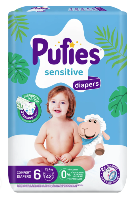 Пелени Sensitive Pufies 6, 13+ кг.  42 броя