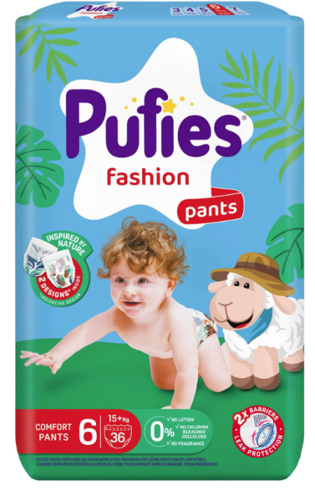 Пелени гащи Pufies Fashion Pants 6, 15+ кг. 36 броя