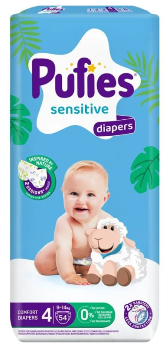 Пелени Sensitive Pufies 4, 9-14 кг. 54 броя