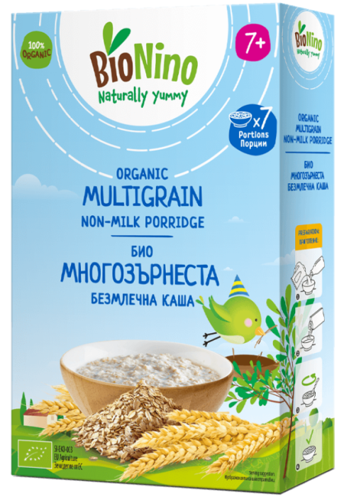Био многозърнеста безмлечна каша BioNino - 7+ месеца, 200 гр.
