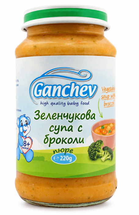 Пюре зеленчукова супа с броколи Ганчев - 8+ месеца, 220 гр.
