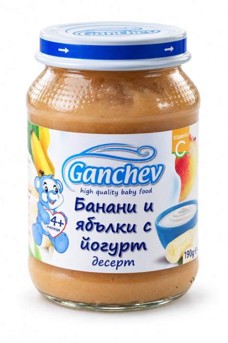 Десерт банани и ябълки с йогурт Ганчев - 4+ месеца, 190 гр.