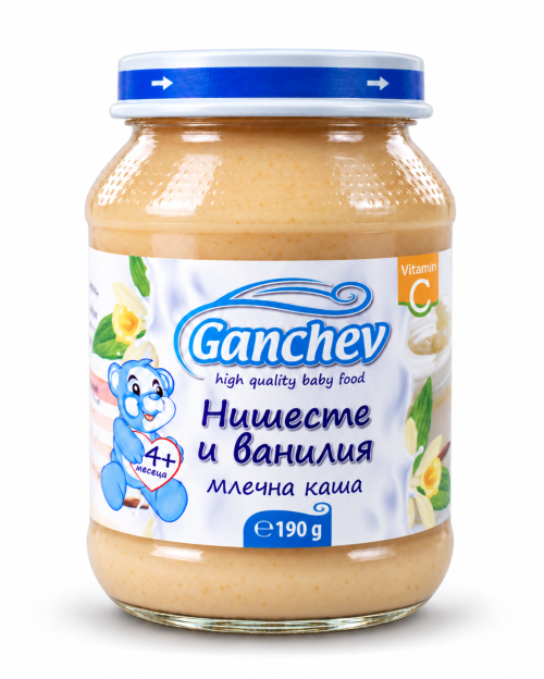 Млечна каша с нишесте и ванилия Ганчев - 4+ месеца, 190 гр.