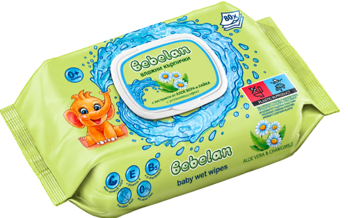 Мокри кърпи с алое и лайка Bebelan - 80 бр.