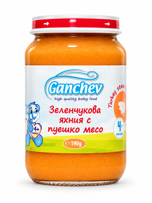 Пюре зеленчукова яхния с пуешко месо Ганчев - 4+ месеца, 190 гр.