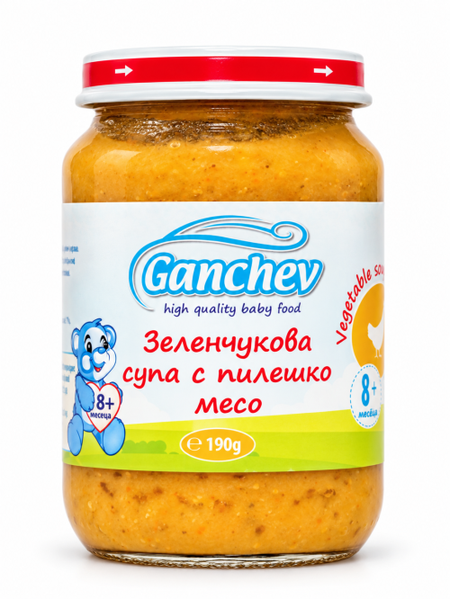 Пюре зеленчукова супа с пилешко месо Ганчев - 8+ месеца, 220гр.