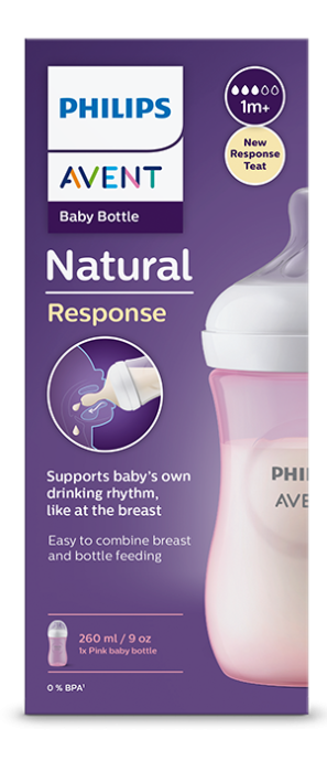 Бебешка бутилка Philips Avent Natural Response 260 мл. с биберон Flow 3, 1+ месеца SCY903/11