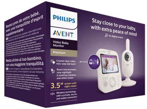 Philips Avent Premium Видео бебефон с 3,5" цветен екран и нощно виждане SCD891/26